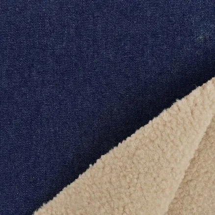 Denimstoff mit Fell 150cm 008 - Dunkelblau