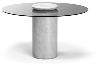 Karakter Castore Esstisch Ø130 Bianco Carrara Marmor/Geräuchertes Glas