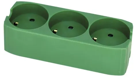 Gripo Steckdose mit 3 Ausgängen und Erdung, Grün