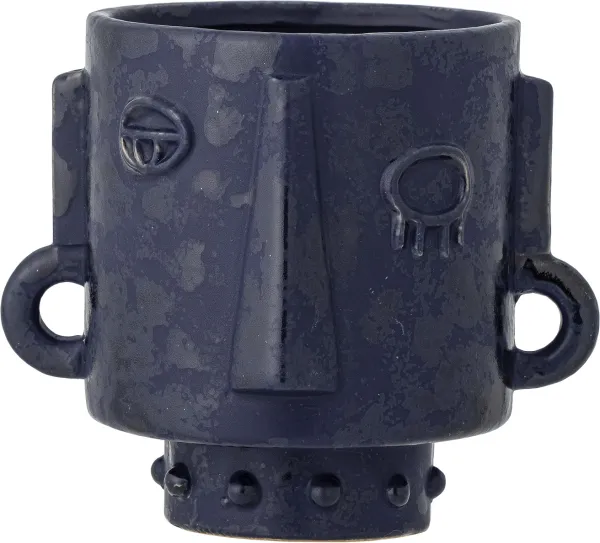 Ceejay, Blumentopf, blau, Steinzeug